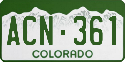 CO license plate ACN361