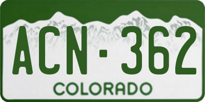 CO license plate ACN362