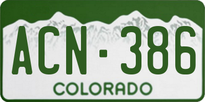 CO license plate ACN386