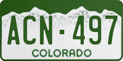 CO license plate ACN497