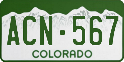 CO license plate ACN567