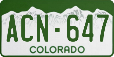 CO license plate ACN647