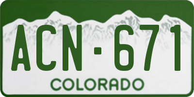 CO license plate ACN671