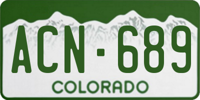 CO license plate ACN689