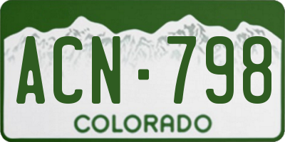 CO license plate ACN798