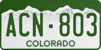CO license plate ACN803