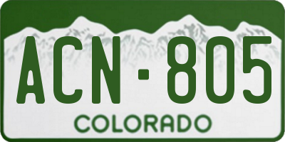CO license plate ACN805