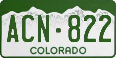 CO license plate ACN822