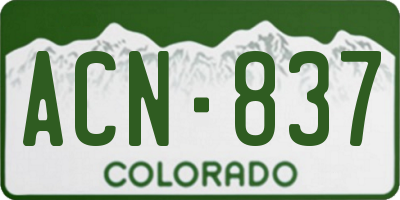 CO license plate ACN837