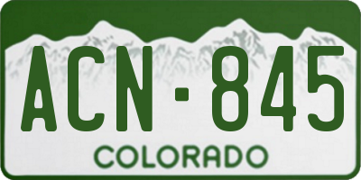 CO license plate ACN845