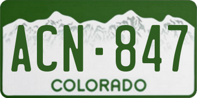 CO license plate ACN847