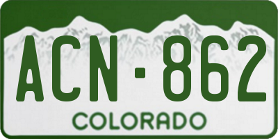 CO license plate ACN862