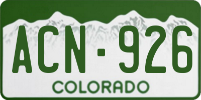 CO license plate ACN926