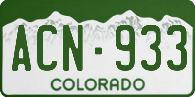 CO license plate ACN933