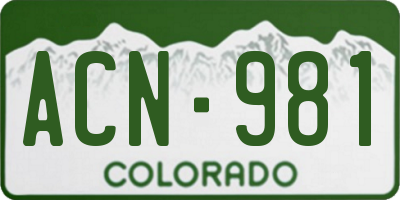 CO license plate ACN981