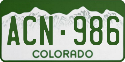 CO license plate ACN986