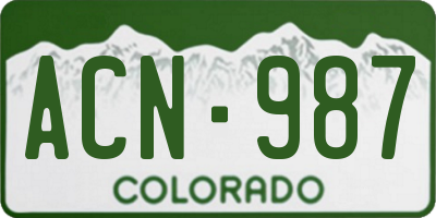 CO license plate ACN987