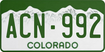 CO license plate ACN992