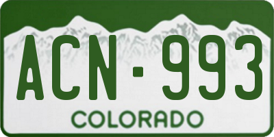CO license plate ACN993