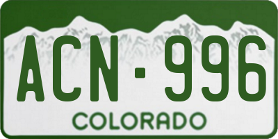 CO license plate ACN996