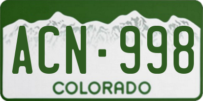 CO license plate ACN998