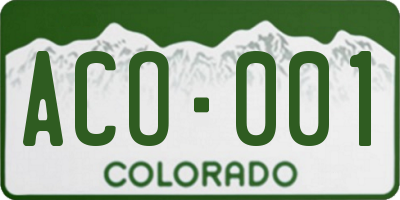 CO license plate ACO001
