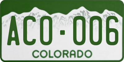 CO license plate ACO006