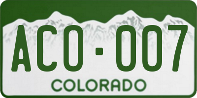 CO license plate ACO007