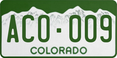 CO license plate ACO009