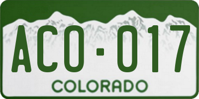 CO license plate ACO017