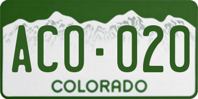 CO license plate ACO020