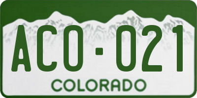 CO license plate ACO021