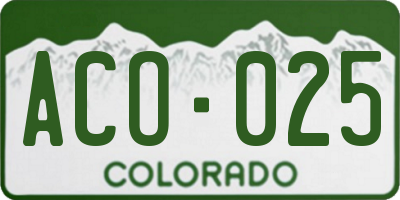 CO license plate ACO025