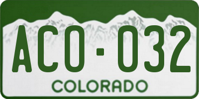 CO license plate ACO032