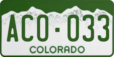 CO license plate ACO033