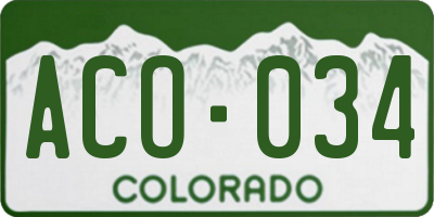 CO license plate ACO034