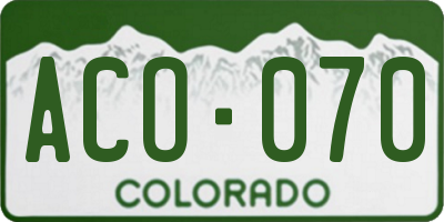 CO license plate ACO070