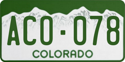 CO license plate ACO078
