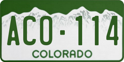 CO license plate ACO114