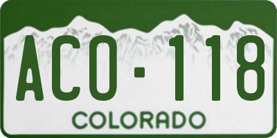 CO license plate ACO118