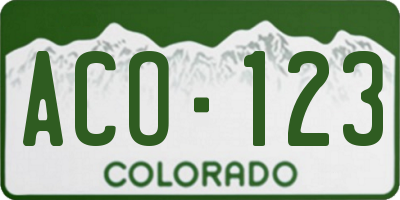CO license plate ACO123