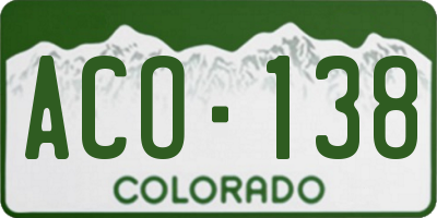 CO license plate ACO138