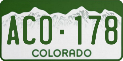CO license plate ACO178