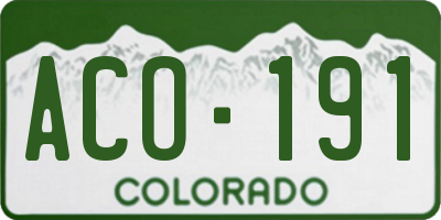 CO license plate ACO191