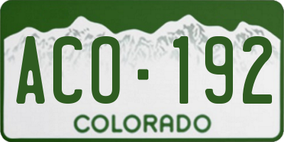 CO license plate ACO192