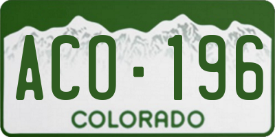 CO license plate ACO196