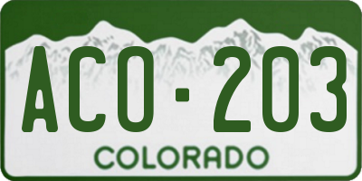 CO license plate ACO203