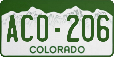 CO license plate ACO206