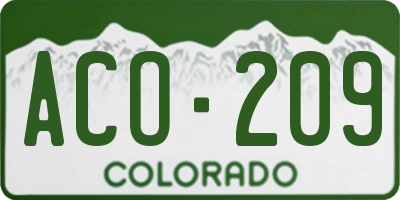 CO license plate ACO209