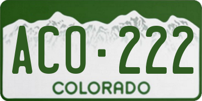 CO license plate ACO222